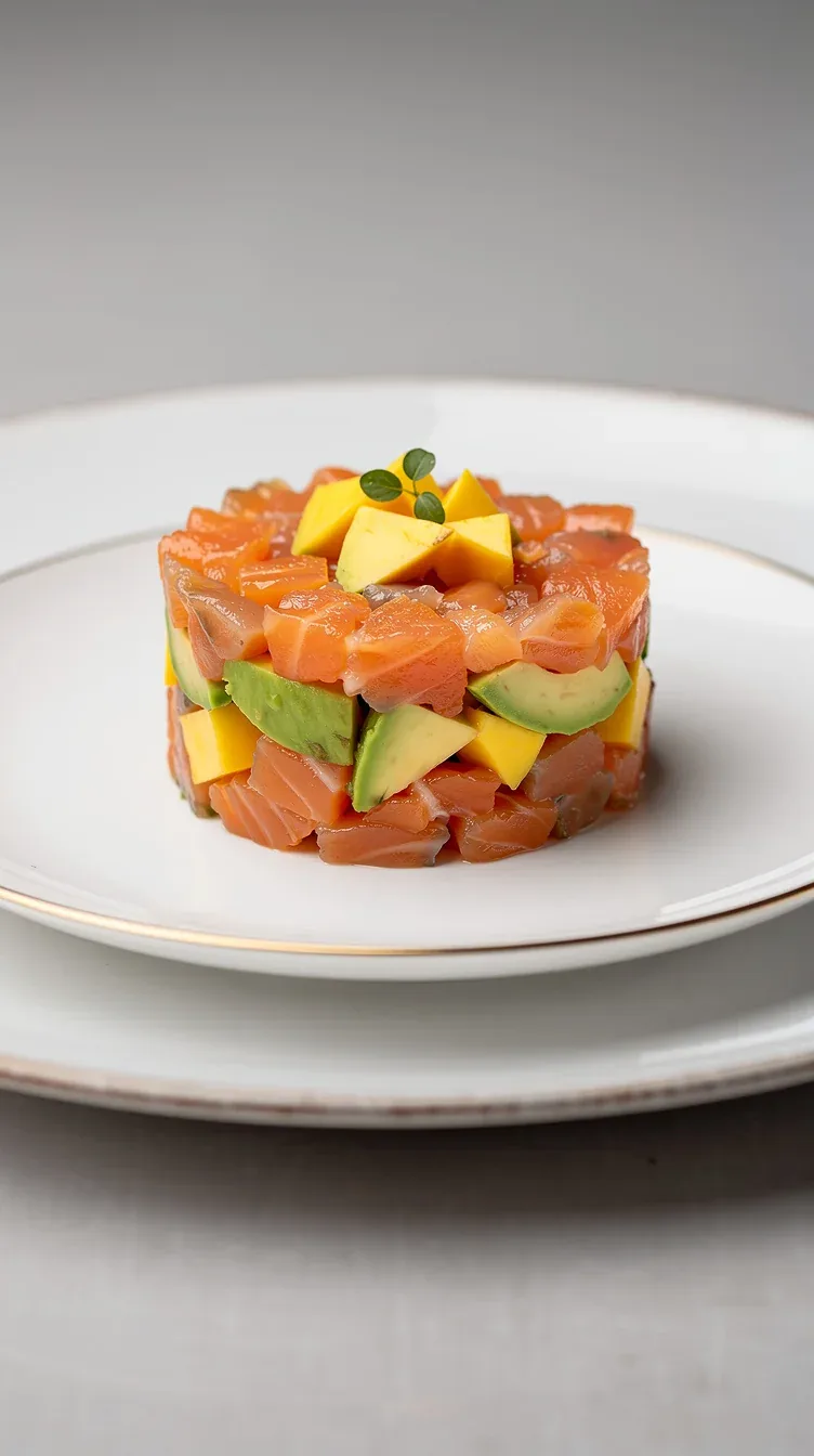 Tartar de Salmón con Aguacate y Mango