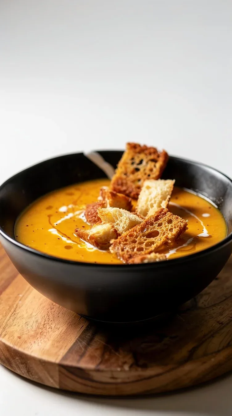 Crema de Boniato y Calabaza con Croutons de Queso
